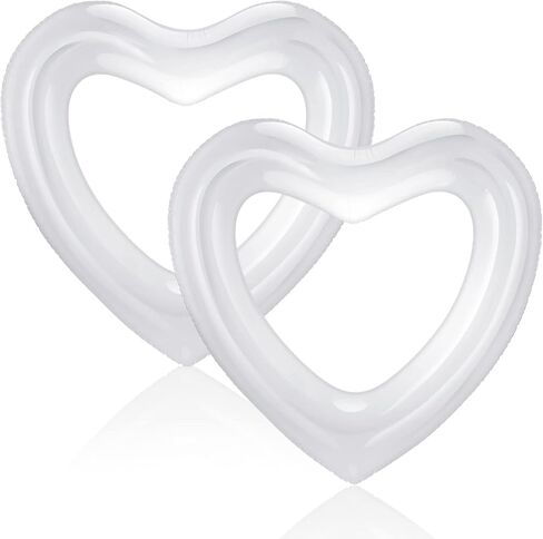 2 Pcs Summer Heart Pool Float 43'' Clear Aesthetic Inflatable Ring Heart Shaped Transparent Bachelorette Pool Floats for Swimming Party Photo Shoot Beach in Saudi Arabia