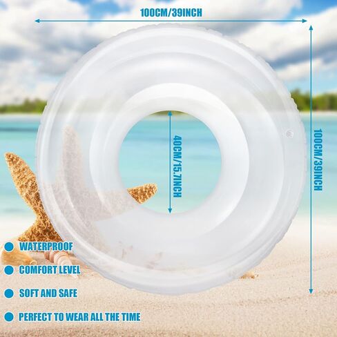 2 Pcs Summer Heart Pool Float 43'' Clear Aesthetic Inflatable Ring Heart Shaped Transparent Bachelorette Pool Floats for Swimming Party Photo Shoot Beach in Saudi Arabia