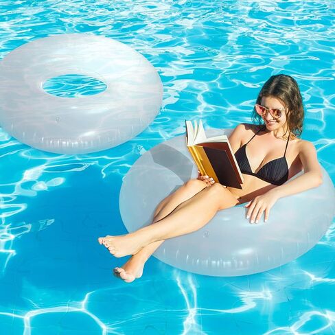 2 Pcs Summer Heart Pool Float 43'' Clear Aesthetic Inflatable Ring Heart Shaped Transparent Bachelorette Pool Floats for Swimming Party Photo Shoot Beach in Saudi Arabia