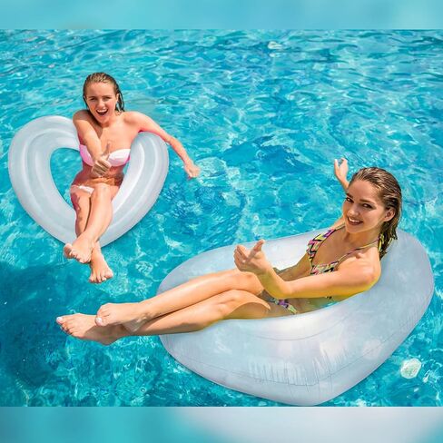 2 Pcs Summer Heart Pool Float 43'' Clear Aesthetic Inflatable Ring Heart Shaped Transparent Bachelorette Pool Floats for Swimming Party Photo Shoot Beach in Saudi Arabia