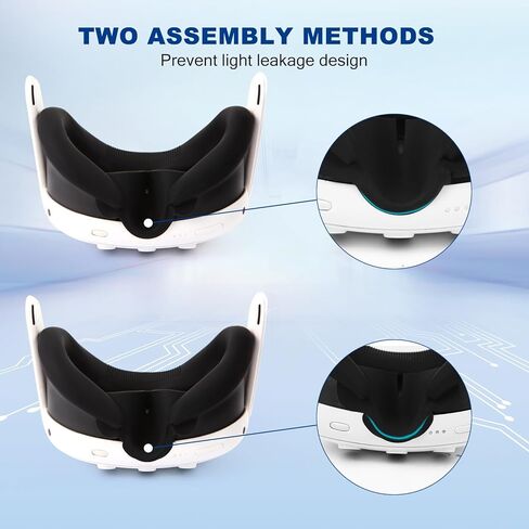OOAVR VR Silicone Case Covers for Meta/Oculus Quest 3,VR Face Pad-Sweatproof and Light-Blocking Washable VR Face Cushion Accessorie and VR Lens Cover(Black) in Kuwait