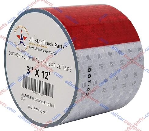 [ALL STAR TRUCK PARTS] شريط واضح DOT-C2 مقطورة شاحنة عاكسة للضوء باللون الأحمر والأبيض (3 بوصات × 50 قدمًا) in Kuwait
