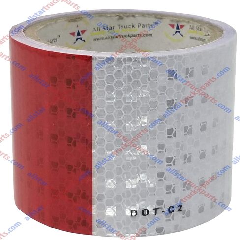 [ALL STAR TRUCK PARTS] شريط واضح DOT-C2 مقطورة شاحنة عاكسة للضوء باللون الأحمر والأبيض (3 بوصات × 50 قدمًا) in Kuwait