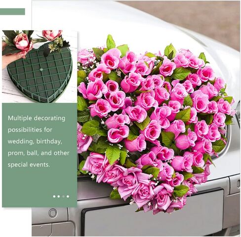 Sewroro 4pcs Heart Floral Foam Blocks Green Flower Clay Heart Shaped Floral Bricks Artificial Floral Mud with Suction Cup Tray in Saudi Arabia