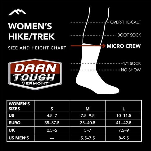 جوارب Darn Tough Vermont Merino Wool Micro Crew ذات وسادة Sage LG (الولايات المتحدة 10-11.5) in Saudi Arabia