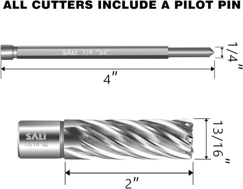 SALI 2 pcs Annular Cutter Diameter 5/8 Inch with Weldon Shank 3/4"(with 2 Flats) Cutting Depth 1" Mag Drill Bit for Magnetic Drill Press HSS Fully Ground Drill with One 1/4"*3" Pilot Pin in Kuwait