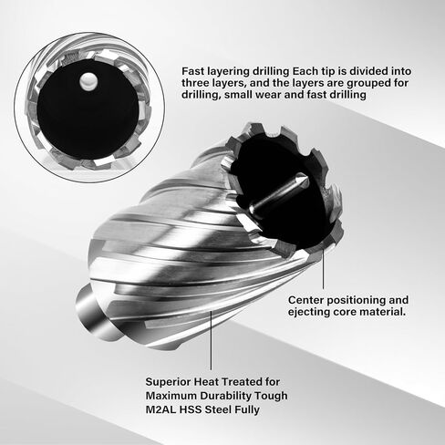 SALI 2 pcs Annular Cutter Diameter 5/8 Inch with Weldon Shank 3/4"(with 2 Flats) Cutting Depth 1" Mag Drill Bit for Magnetic Drill Press HSS Fully Ground Drill with One 1/4"*3" Pilot Pin in Kuwait