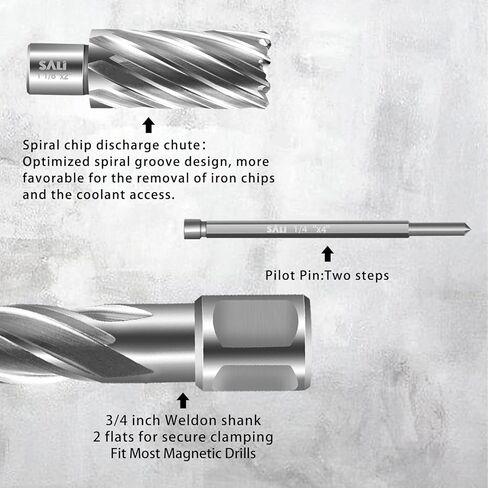 SALI 2 pcs Annular Cutter Diameter 5/8 Inch with Weldon Shank 3/4"(with 2 Flats) Cutting Depth 1" Mag Drill Bit for Magnetic Drill Press HSS Fully Ground Drill with One 1/4"*3" Pilot Pin in Kuwait