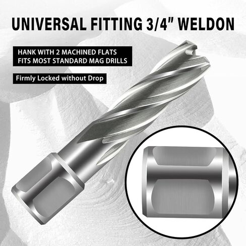 SALI 2 pcs Annular Cutter Diameter 5/8 Inch with Weldon Shank 3/4"(with 2 Flats) Cutting Depth 1" Mag Drill Bit for Magnetic Drill Press HSS Fully Ground Drill with One 1/4"*3" Pilot Pin in Kuwait