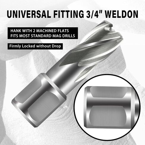 SALI 2 pcs Annular Cutter Diameter 5/8 Inch with Weldon Shank 3/4"(with 2 Flats) Cutting Depth 1" Mag Drill Bit for Magnetic Drill Press HSS Fully Ground Drill with One 1/4"*3" Pilot Pin in Kuwait