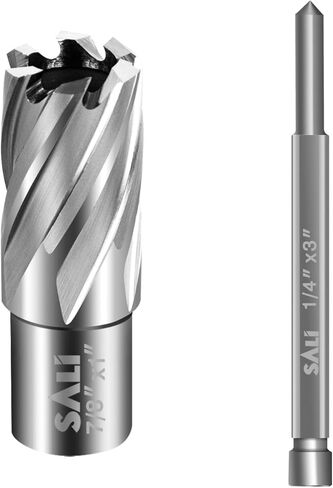 SALI 2 pcs Annular Cutter Diameter 5/8 Inch with Weldon Shank 3/4"(with 2 Flats) Cutting Depth 1" Mag Drill Bit for Magnetic Drill Press HSS Fully Ground Drill with One 1/4"*3" Pilot Pin in Kuwait