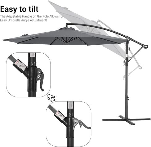 Bonosuki 10′ Patio Offset Umbrella Outdoor Hanging Steel Deck Umbrella With a Crossed Base,Outside Cantilever Umbrella for Poolside, Yard and Garden in Saudi Arabia