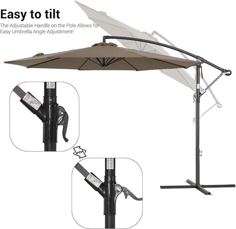 Bonosuki 10′ Patio Offset Umbrella Outdoor Hanging Steel Deck Umbrella With a Crossed Base,Outside Cantilever Umbrella for Poolside, Yard and Garden in Saudi Arabia