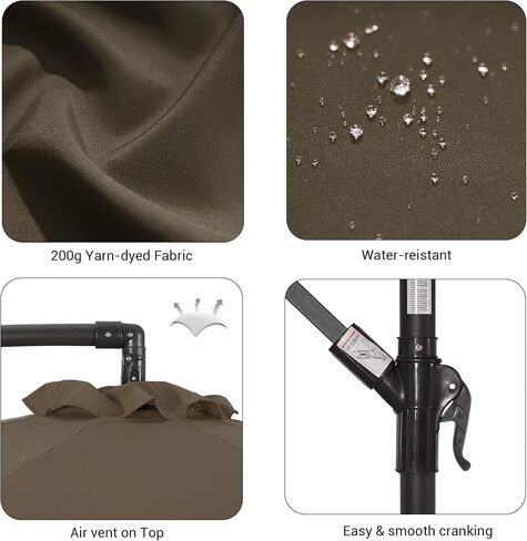 Bonosuki 10′ Patio Offset Umbrella Outdoor Hanging Steel Deck Umbrella With a Crossed Base,Outside Cantilever Umbrella for Poolside, Yard and Garden in Saudi Arabia
