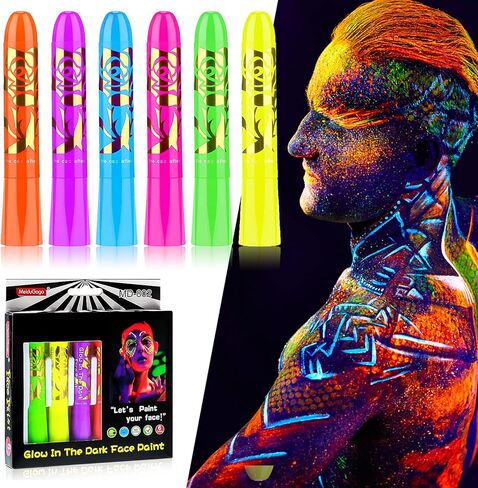 أقلام تلوين للوجه المضيئة، قابلة للغسل، مكياج الهالوين، علامات الجسم الفلورسنت غير السامة in Kuwait