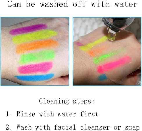 أقلام تلوين للوجه المضيئة، قابلة للغسل، مكياج الهالوين، علامات الجسم الفلورسنت غير السامة in Kuwait