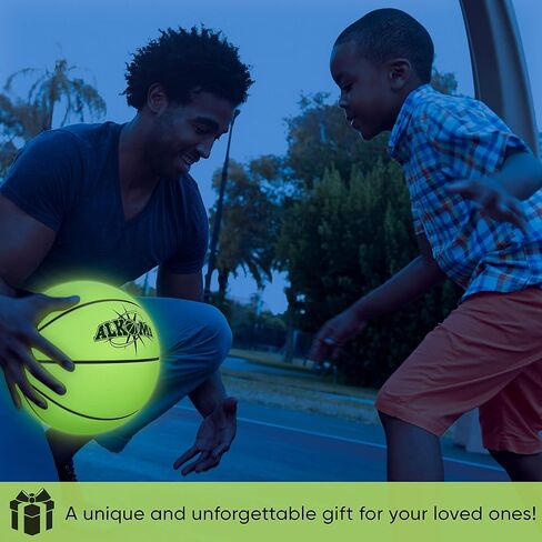 ALKOMI Glow in The Dark Basketball, Light Up Basketball, LED Night Reflective Glowing Holographic Basketball Ball, Basketball Gifts for Boys and Girls, Light Up Balls for Kids in Saudi Arabia