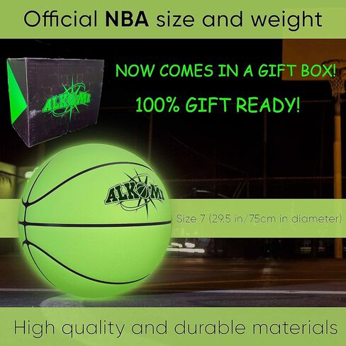 ALKOMI Glow in The Dark Basketball, Light Up Basketball, LED Night Reflective Glowing Holographic Basketball Ball, Basketball Gifts for Boys and Girls, Light Up Balls for Kids in Saudi Arabia