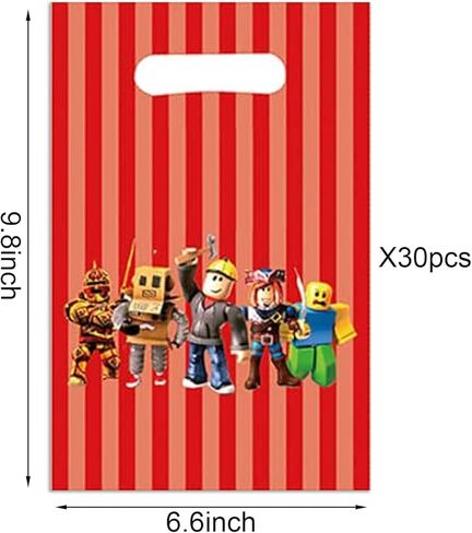 30 قطعة من أنوات 𝓡𝓸𝓫𝓵𝓸𝔁𝓼 حقائب هدايا لحفلات أعياد الميلاد ذات طابع كرتوني باللون الأحمر، أكياس جودي روبوت لتزيين حفلات أعياد الميلاد ذات طابع أحمر. in Kuwait