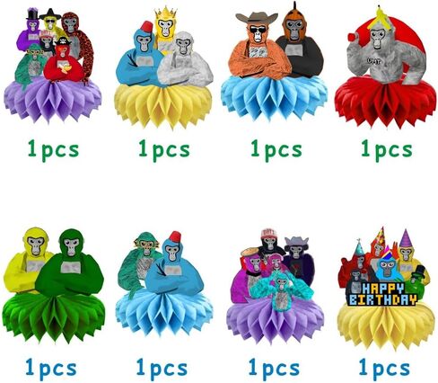 8 قطع من علامة غوريلا على شكل قرص العسل لتزيين طاولة حفلات أعياد الميلاد وديكورات الطاولة لتزيين حفلات الأطفال in Kuwait