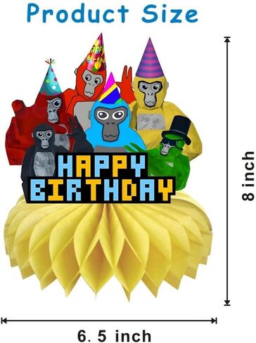 8 قطع من علامة غوريلا على شكل قرص العسل لتزيين طاولة حفلات أعياد الميلاد وديكورات الطاولة لتزيين حفلات الأطفال in Kuwait