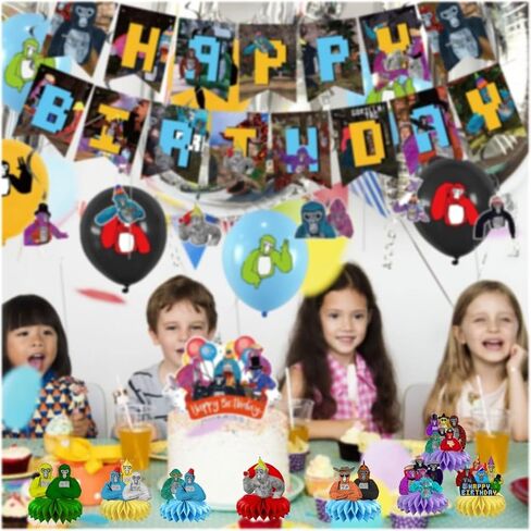 8 قطع من علامة غوريلا على شكل قرص العسل لتزيين طاولة حفلات أعياد الميلاد وديكورات الطاولة لتزيين حفلات الأطفال in Kuwait