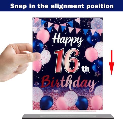 قطعة مركزية لملصق طاولة أكريليك بالون عيد ميلاد سعيد السادس عشر باللون الأزرق الداكن والوردي من LINGTEER - عبوتان من أغطية طاولة عيد الميلاد، زينة لحفلات عيد الميلاد بعمر ستة عشر عامًا. in Saudi Arabia