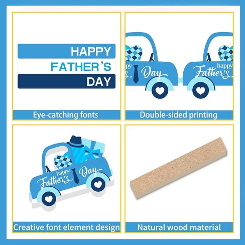 Fathers Day Decorations Wooden Table Centerpieces Happy Father's Day Tiered Tray Decor for Fathers Day Gift Blue Faux Book Bundle Stack Happy Fathers Day Decorations for Table in Saudi Arabia
