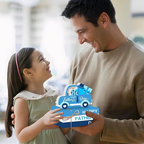 Fathers Day Decorations Wooden Table Centerpieces Happy Father's Day Tiered Tray Decor for Fathers Day Gift Blue Faux Book Bundle Stack Happy Fathers Day Decorations for Table in Saudi Arabia