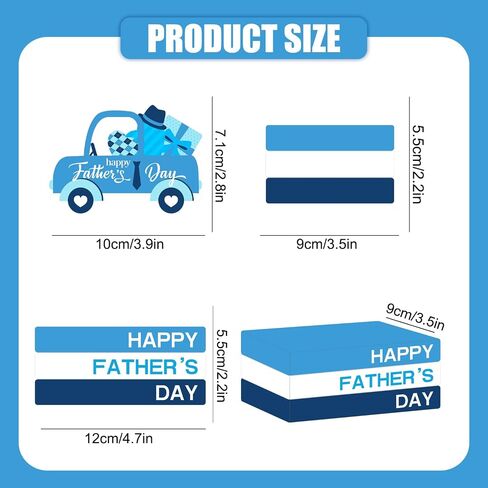 Fathers Day Decorations Wooden Table Centerpieces Happy Father's Day Tiered Tray Decor for Fathers Day Gift Blue Faux Book Bundle Stack Happy Fathers Day Decorations for Table in Saudi Arabia