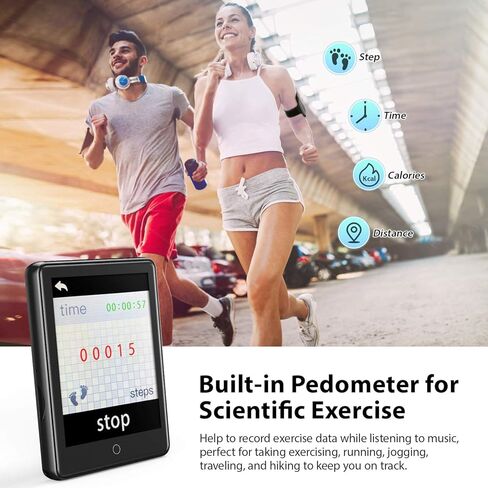 16GB MP3 Player with Bluetooth 5.1,2.8'' Full Touch Screen Music Player with Speaker,Portable HiFi Lossless Sound MP4 Music Player with FM,Radio,Recorder, E-Book,Pedometer,Armband,Support up to 128GB in Kuwait