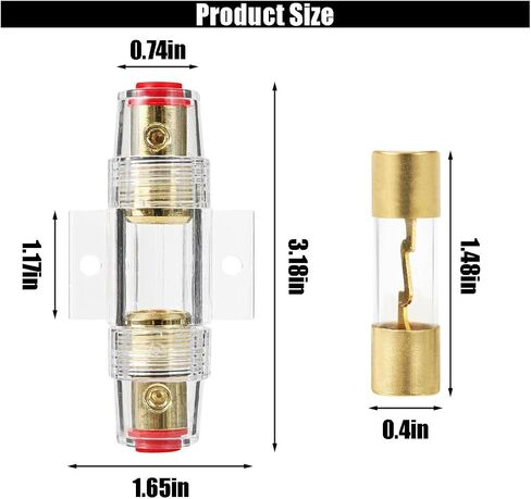 حامل مصهر مدمج بمقياس 4-8 AWG، سلك AWG بمقياس 4-10 مع مصهر AGU 100A لصوت السيارة، قطع غيار السيارات، أجهزة الإنذار، مكبرات الصوت، الضواغط (9 قطع) in Kuwait
