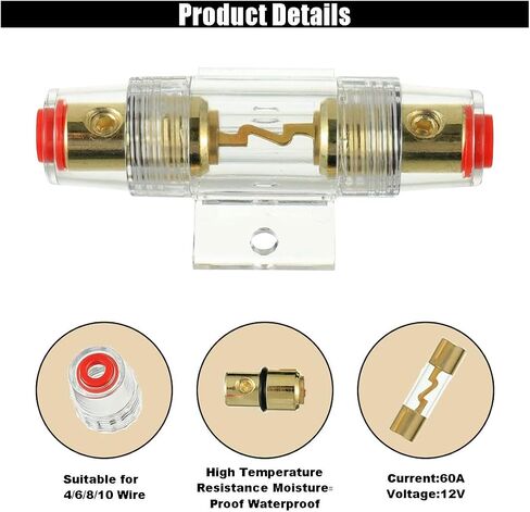 حامل مصهر مدمج بمقياس 4-8 AWG، سلك AWG بمقياس 4-10 مع مصهر AGU 100A لصوت السيارة، قطع غيار السيارات، أجهزة الإنذار، مكبرات الصوت، الضواغط (9 قطع) in Kuwait