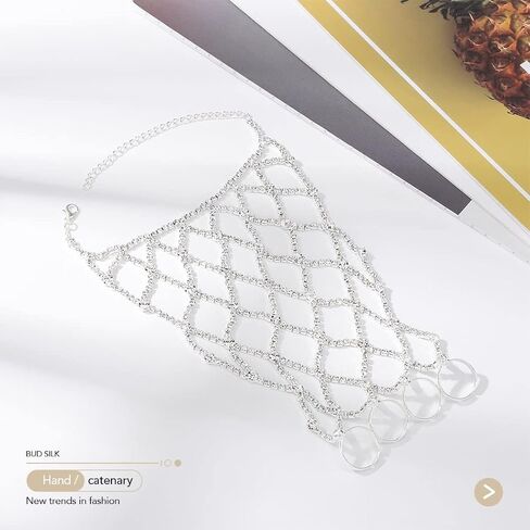 ACEDRE حجر الراين سوار خاتم الفضة سباركلي كريستال فنجر سلسلة أساور حفلة موسيقية اليد تسخير الإسورة للنساء in Kuwait