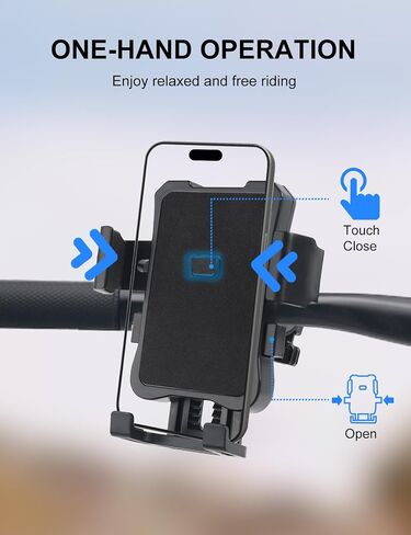 SAICOOS Motorcycle and Bike Phone Mount - Bicycle Cell Phone Holder - Handlebar Phone Mount - One Click Automatic Lock, 720 Degree Rotation, High-Strength ABS Material (Holder) in Saudi Arabia