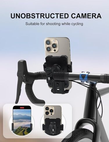SAICOOS Motorcycle and Bike Phone Mount - Bicycle Cell Phone Holder - Handlebar Phone Mount - One Click Automatic Lock, 720 Degree Rotation, High-Strength ABS Material (Holder) in Saudi Arabia
