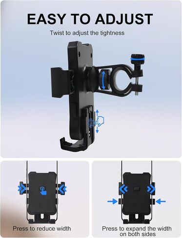 SAICOOS Motorcycle and Bike Phone Mount - Bicycle Cell Phone Holder - Handlebar Phone Mount - One Click Automatic Lock, 720 Degree Rotation, High-Strength ABS Material (Holder) in Saudi Arabia