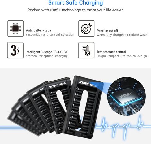 XTAR BC8 Battery Charger for 1.5v Lithium aa Batteries 1.2V Ni-MH AA AAA 1.5v Lithium Rechargeable (BC8 Charger Only) in Saudi Arabia