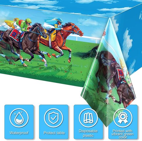 3 Pcs Derby Tablecloth Horse Party Table Cover Plastic Horse Racing Tablecloth Derby Table Cover Wild Horse Birthday Party Tablecloth for Derby Day Party Cowboy Cowgirl Decor Supplies, 54 x 108 Inch in Saudi Arabia