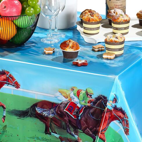3 Pcs Derby Tablecloth Horse Party Table Cover Plastic Horse Racing Tablecloth Derby Table Cover Wild Horse Birthday Party Tablecloth for Derby Day Party Cowboy Cowgirl Decor Supplies, 54 x 108 Inch in Saudi Arabia
