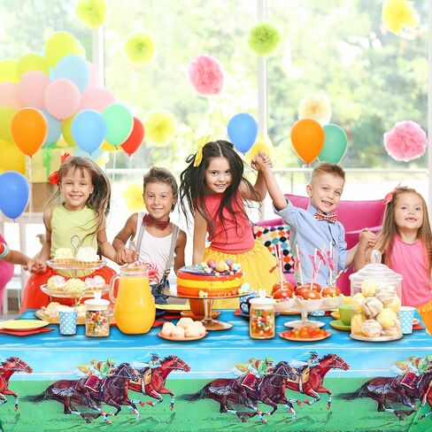 3 Pcs Derby Tablecloth Horse Party Table Cover Plastic Horse Racing Tablecloth Derby Table Cover Wild Horse Birthday Party Tablecloth for Derby Day Party Cowboy Cowgirl Decor Supplies, 54 x 108 Inch in Saudi Arabia