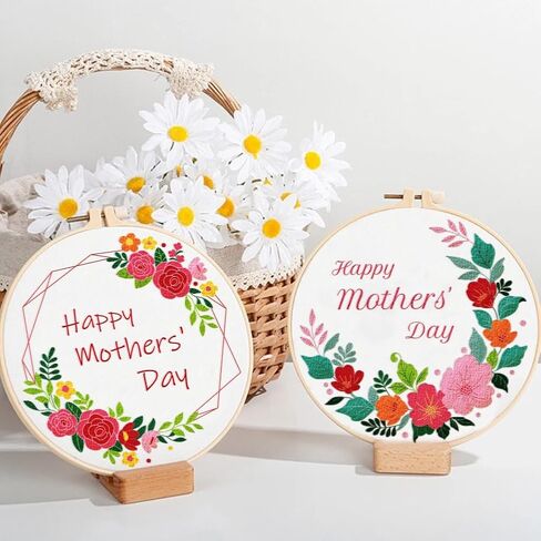 ORIGACH 4 Pack Flowers and Plants Embroidery Kits for Beginners, DIY Starter Hand Embroidery Kit with Floral and Plants Patterns and Instructions for Adults Women Crafting in Kuwait