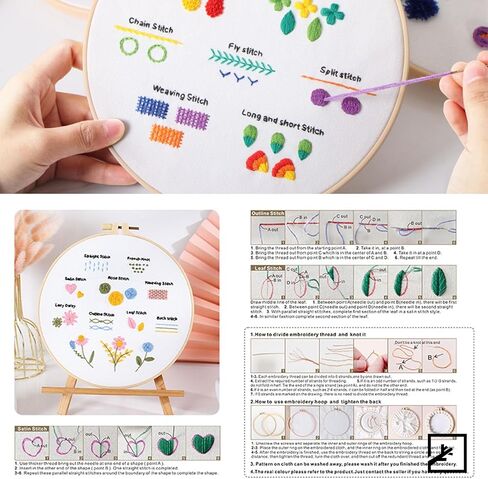 ZIFTY 4 مجموعة طقم تطريز للمبتدئين، مجموعات إبرة للبالغين، مجموعات غرز متقاطعة مع أطواق تطريز قطة سوداء لطيفة للبالغين والنساء، هدية DIY تتضمن طوقًا وخيوطًا ولوازم in Kuwait