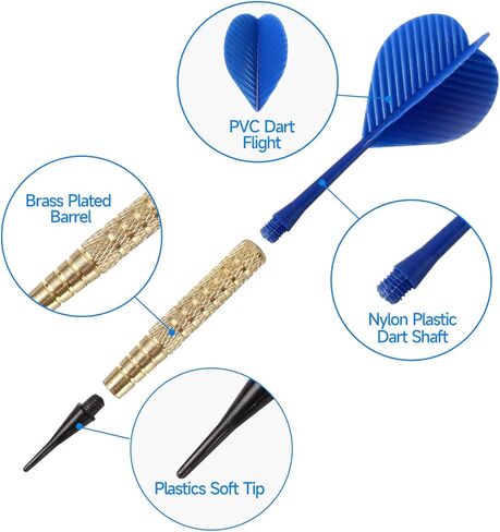 سهام ذات أطراف ناعمة من GSE Games & Sports Expert للوحة رمي السهام الإلكترونية. تتضمن 60 قطعة من نصائح رمي السهام المجانية وحقيبة تخزين... in Kuwait