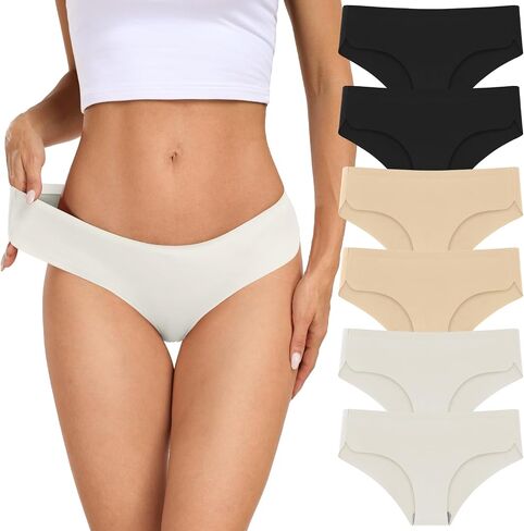Natugloe Seamless Underwear For Women No Show Bikini Hipster Mid Rise Stretchy Panties 6 Packs in Saudi Arabia