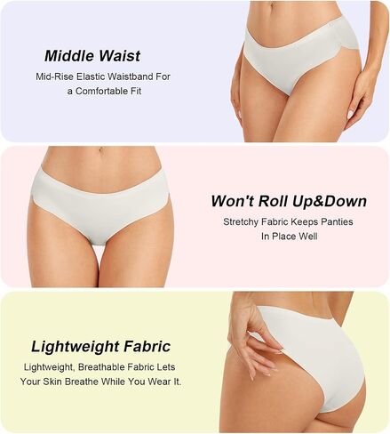 Natugloe Seamless Underwear For Women No Show Bikini Hipster Mid Rise Stretchy Panties 6 Packs in Saudi Arabia
