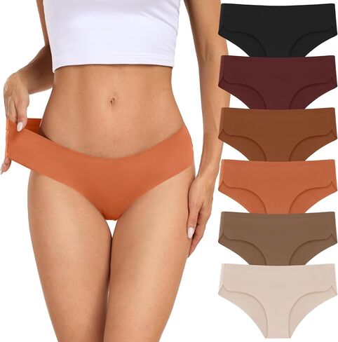Natugloe Seamless Underwear For Women No Show Bikini Hipster Mid Rise Stretchy Panties 6 Packs in Saudi Arabia