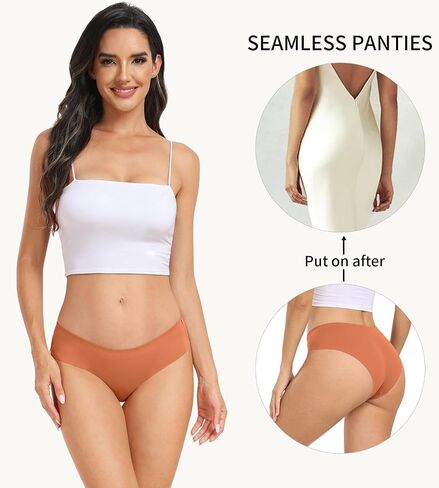 Natugloe Seamless Underwear For Women No Show Bikini Hipster Mid Rise Stretchy Panties 6 Packs in Saudi Arabia