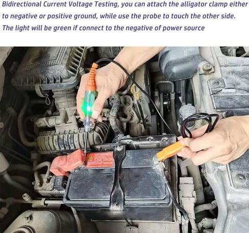 جهاز اختبار دائرة السيارات، مصباح LED للاختبار 6-24 فولت مع سلك ممتد من البولي يوريثان مقاس 39 بوصة، مسبار فولاذي حاد لدوائر السيارة ذات الجهد المنخفض للتيار المستمر in Kuwait