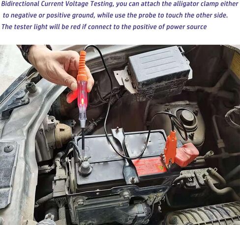 جهاز اختبار دائرة السيارات، مصباح LED للاختبار 6-24 فولت مع سلك ممتد من البولي يوريثان مقاس 39 بوصة، مسبار فولاذي حاد لدوائر السيارة ذات الجهد المنخفض للتيار المستمر in Kuwait